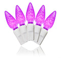 70 Purple C6 LED Light String 4" Spacing on White Wire