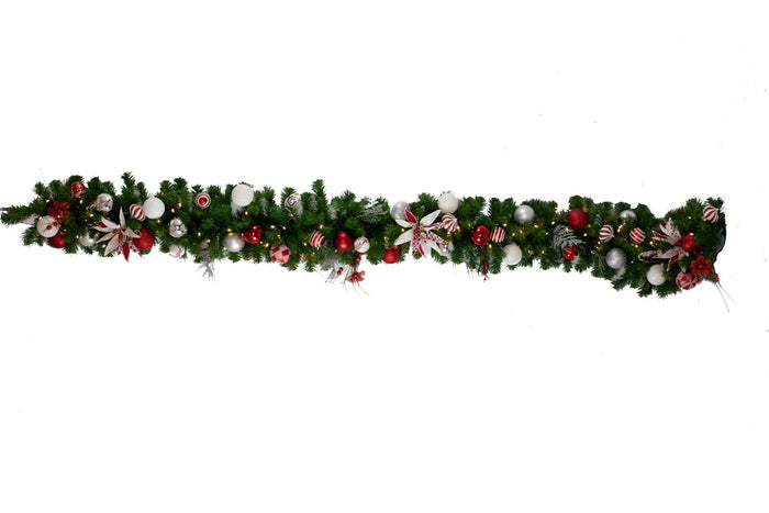 9' Decorated Garland Candy Cane Collection