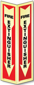 Aluminum Glow Two Dimension Fire Extinguisher Sign - Arrow Down