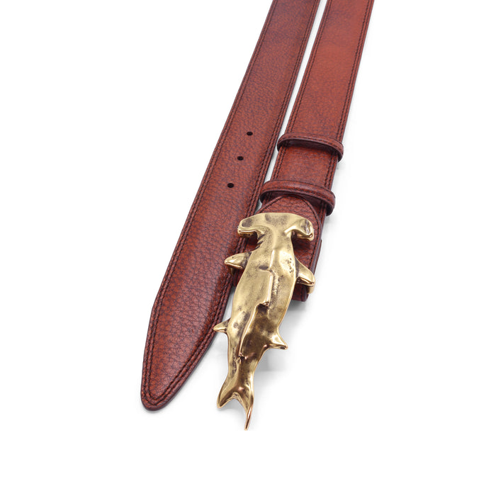 Chestnut Antique Feel Bogart Welt Style Hammerhead leather belt - Elliot Rhodes