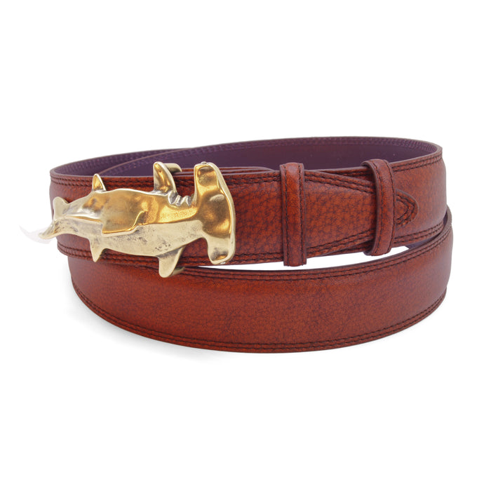 Chestnut Antique Feel Bogart Welt Style Hammerhead leather belt - Elliot Rhodes