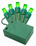Battery Operated 5mm Green LEDs 70 Count Light Set on Green Wire