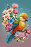 Beautiful Bird on Flowers Branch