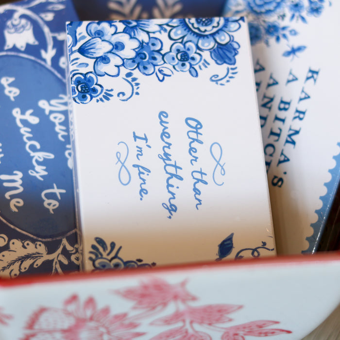 Blue & White Saying Matchboxes