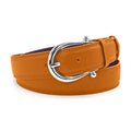 Burnt Orange Bogart Welt tumbled leather belt with equestrian buckle - Elliot Rhodes