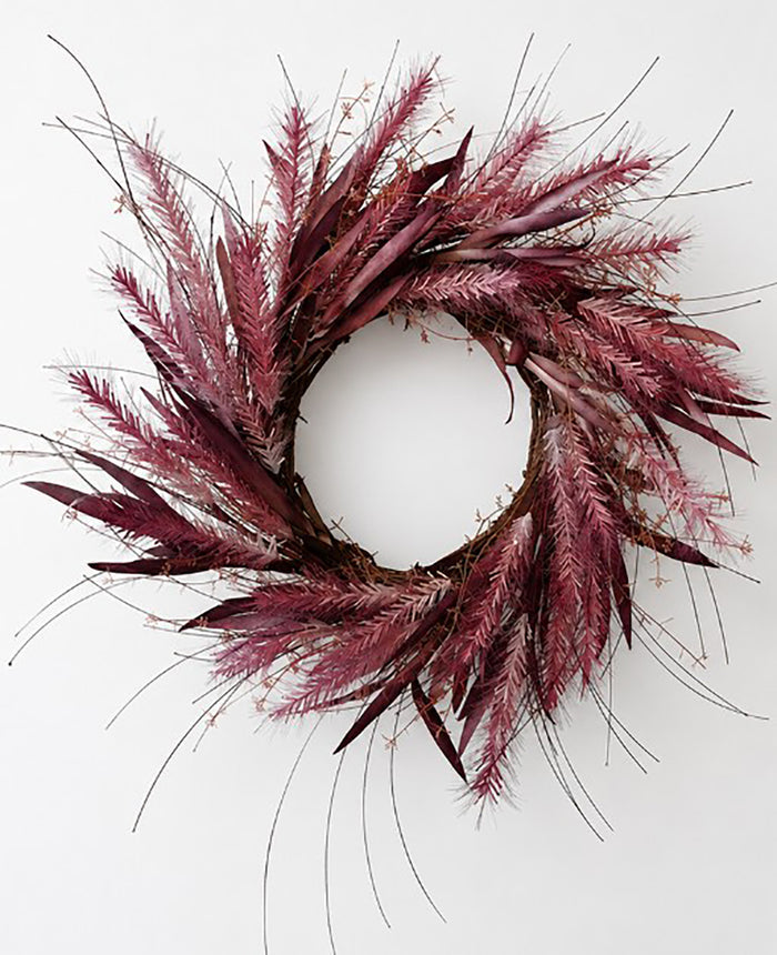 Burgundy Feathered Wreath