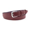 Wine tone classic narrow nappa leather belt with silver buckle - Elliot Rhodes