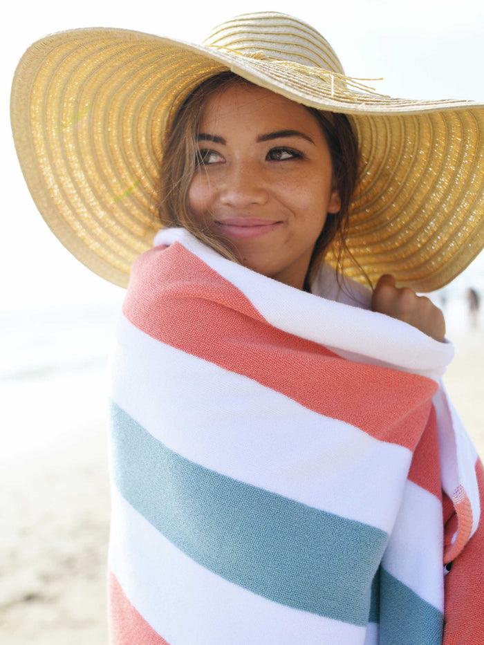 Coral Sea Glass Cabana Beach Towel