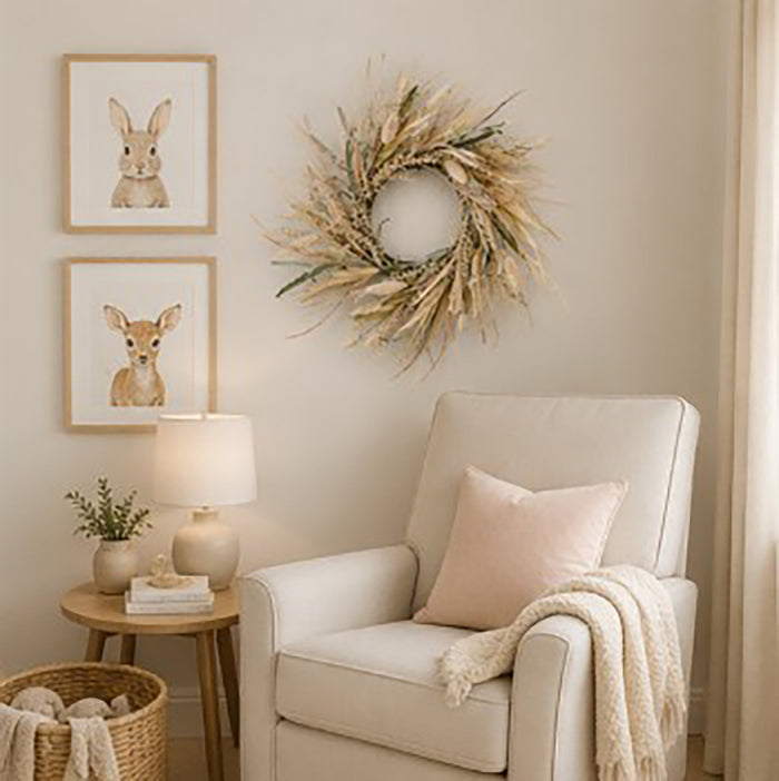 Cream and Navy Natural Wreath