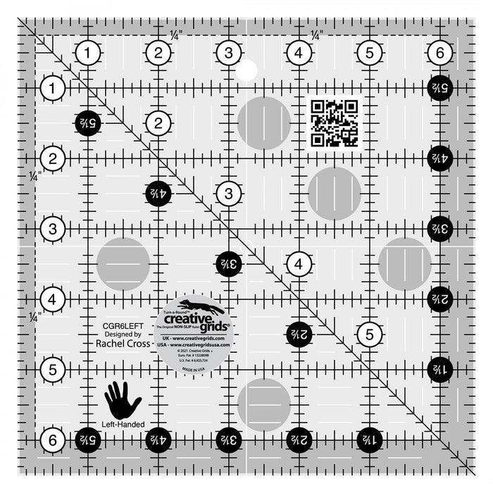 Creative Grids Quilt Ruler 6-1/2in Square | **Left Handed**