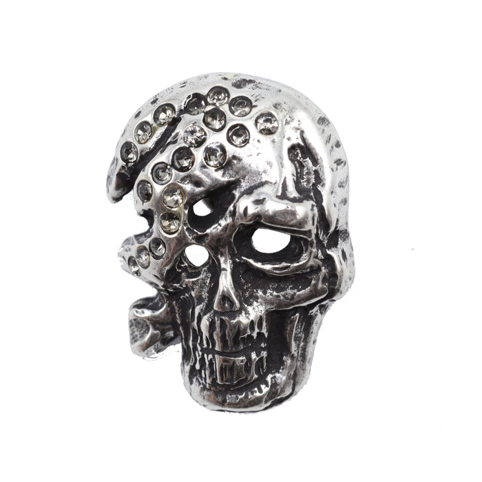 Silver Crystal Skull Brooch Pin - Elliot Rhodes