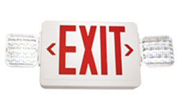 Exit Light Combo Red, All LED - Remote Head Capable - Fully Adj. Square Heads