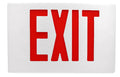 Exit Sign, Cast Aluminum - Red LED - White Finish - Battery Backup