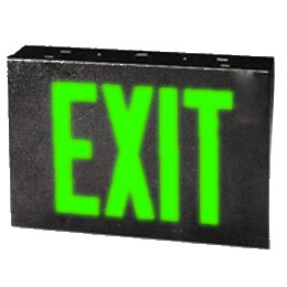 Exit Sign, Galvanized Steel - Green LED - Single Faced - Black - Specifier Grade