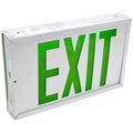 Exit Sign, Galvanized Steel - Green LED - Single Faced - White - Specifier Grade