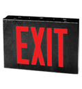 Exit Sign, Galvanized Steel - Red LED - Black - Specifier Grade