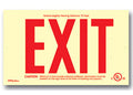 Exit Sign, Photoluminescent - Glowing Plastic Face - Red Letters - UL Listed