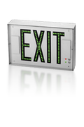 Exit Sign, Steel - Direct View  **Long Distance ** Green LED - Battery Backup