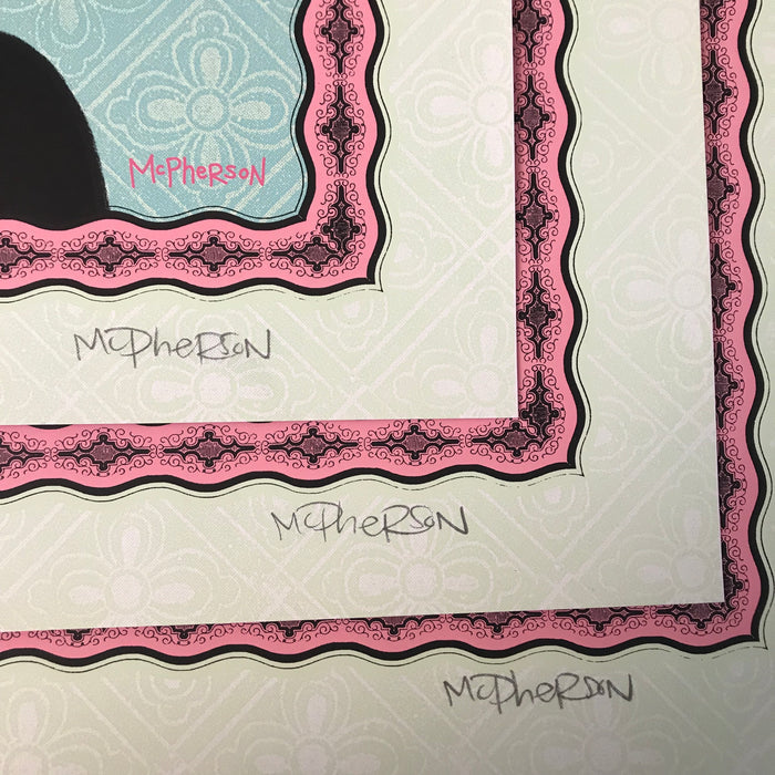 Detail image of Tara McPherson's signature on her Franz Ferdinand gig poster