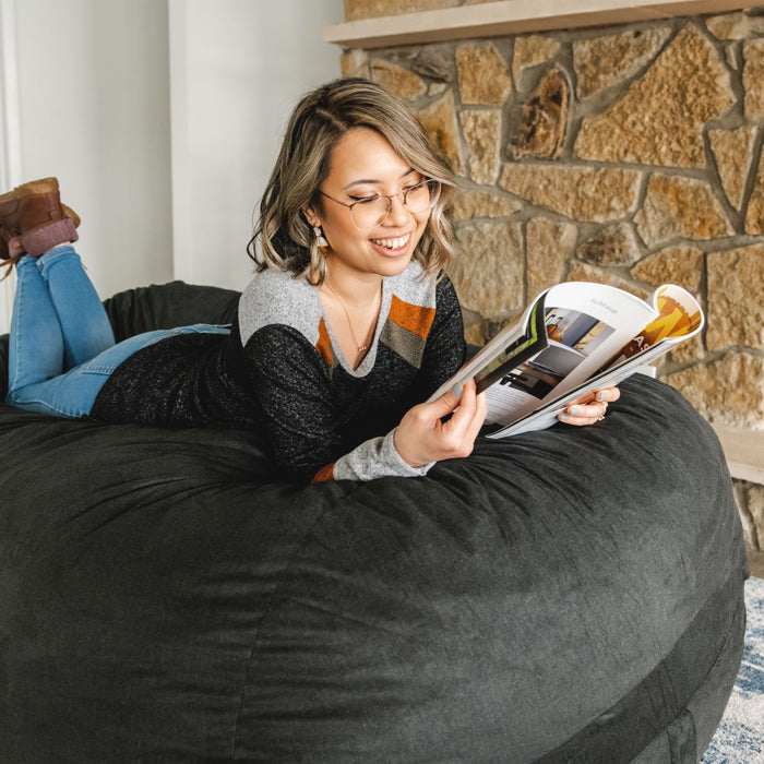 Fuf Media Lounger w/ Removable Cover foam filled black #color_black-brushed-denim