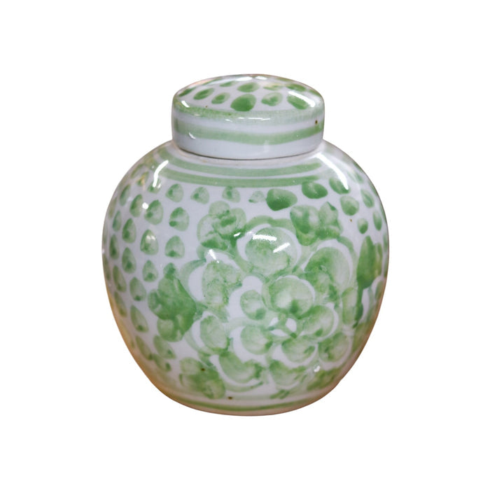 Green & White Porcelain Mini Jar