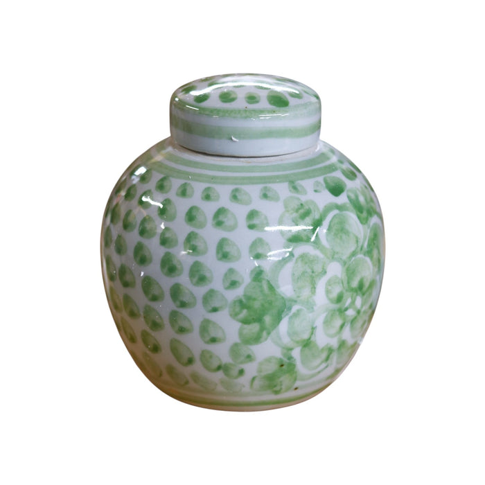 Green & White Porcelain Mini Jar
