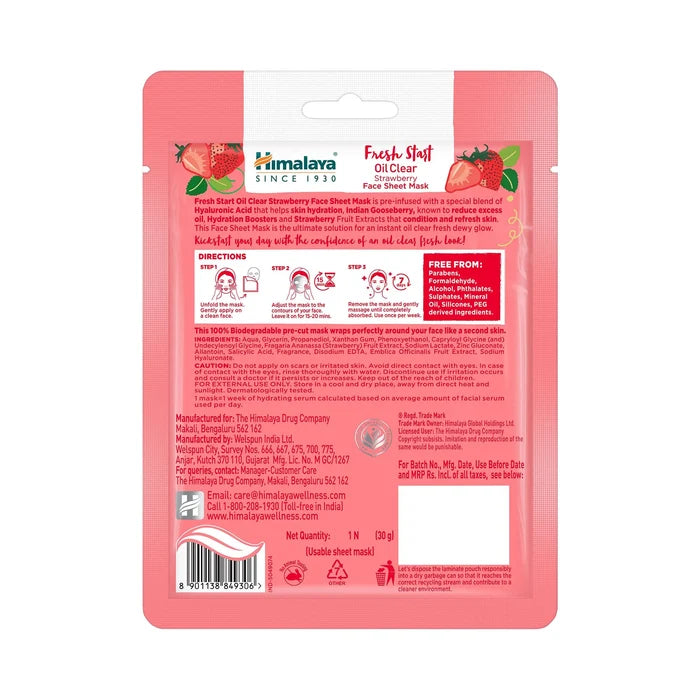 Himalaya Fresh Start Oil Clear Strawberry Face Sheet Mask-30g