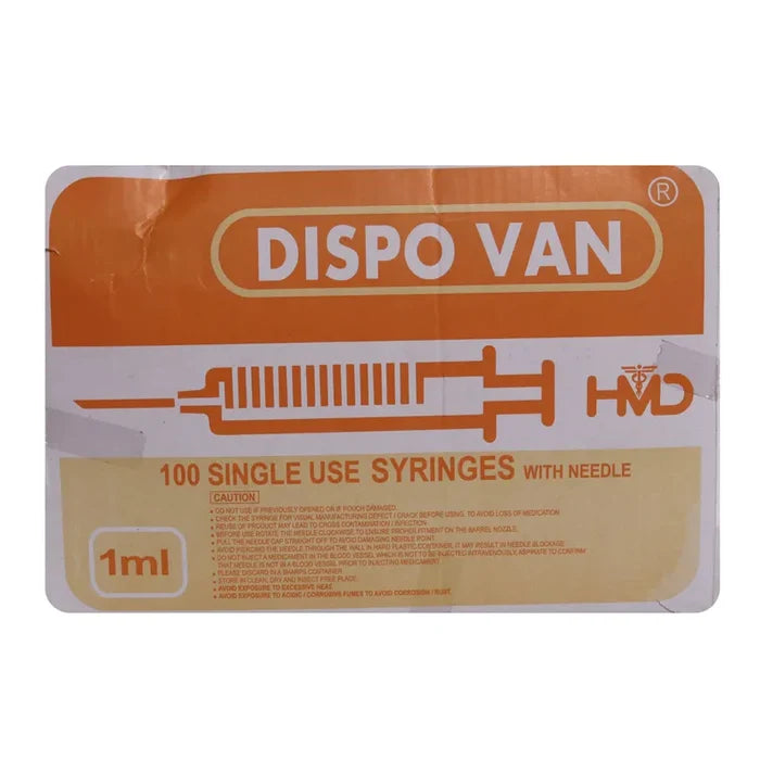 HMD Dispovan Disposable Syringe 1ml 26Gx1/2 (Tuberculin)