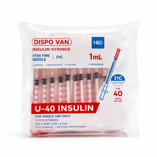 HMD Dispovan Disposable Syringe 1ml 31G 40U UNIT PACK
