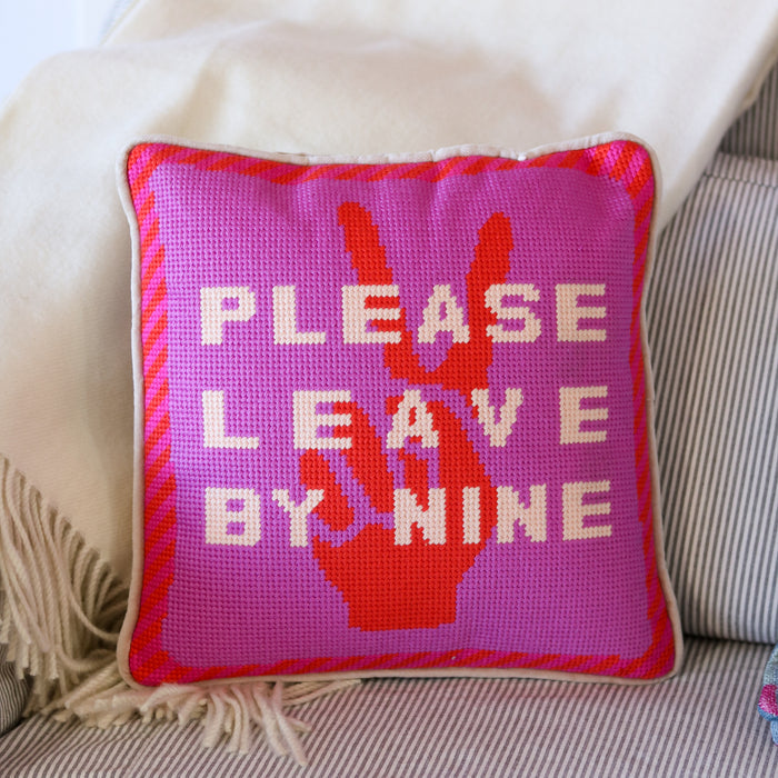 Leave by Nine Needlepoint Pillow - 11" x 11"