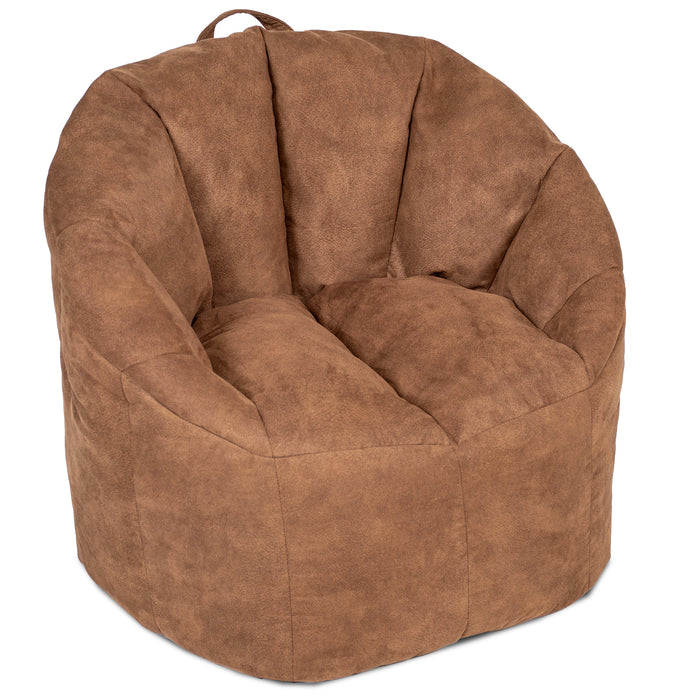 Brown bean bag chair on a white background #color_chestnut-vegan-suede