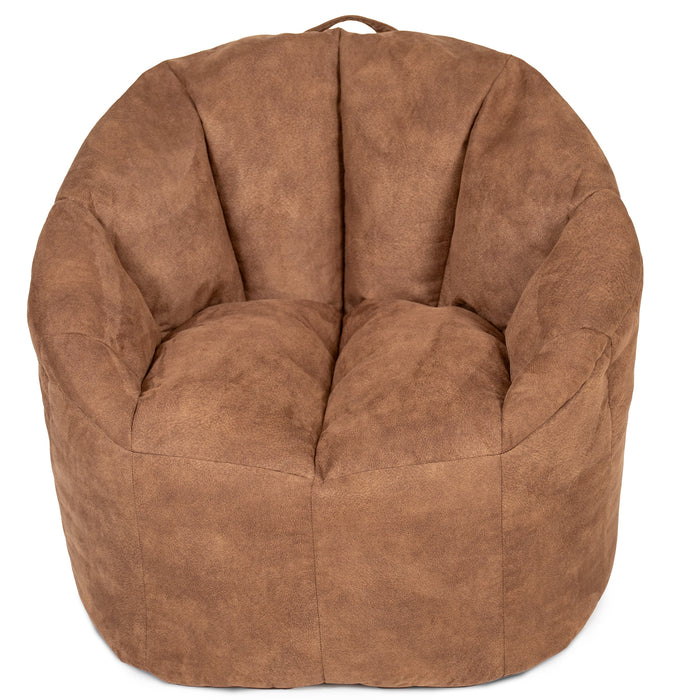 Brown bean bag chair on a white background #color_chestnut-vegan-suede