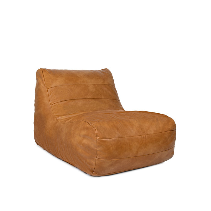 Brown leather bean bag chair on a white background #color_copper-harbor-premium-vegan-leather