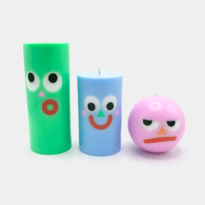 Moodz™ - Dippy Pillar Face Candle, Green, 80h