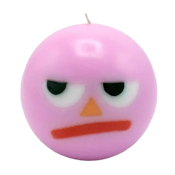 Moodz™ - Grumpy Round Face Candle, Pink, 50h