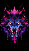 Neon Purple Wolf with Glowing Gaze
