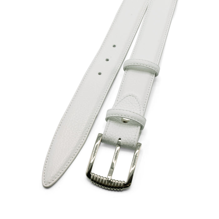 White Optic Mottled Ridge Prong leather belt - Elliot Rhodes