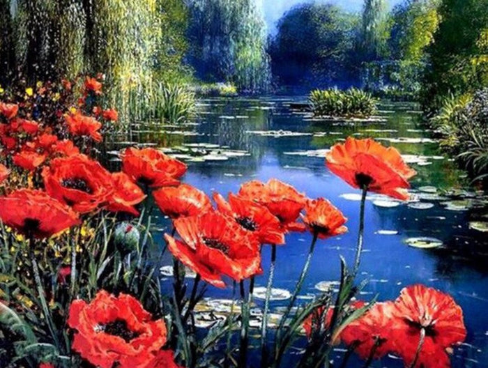 Poppy Flowers Paint by Diamonds