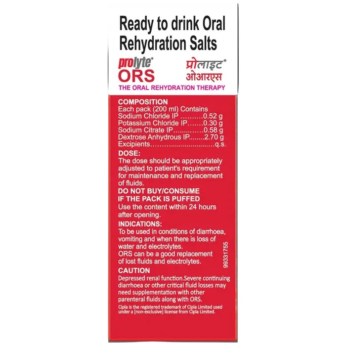 Prolyte ORS Mixed Fruit Flavour Energy Drink, 200 ml