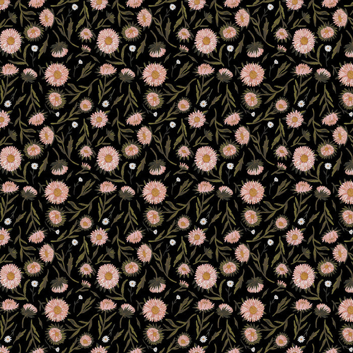 Rayon: Large Floral in Black | Nature Trail