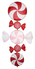 Red, White, and Pink Dangling Candy Piece Ornaments with Glitter Enhancements