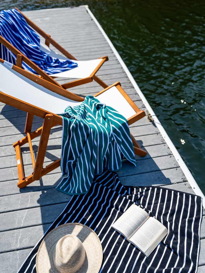Sea Green Pinstripe Cabana Beach Towel