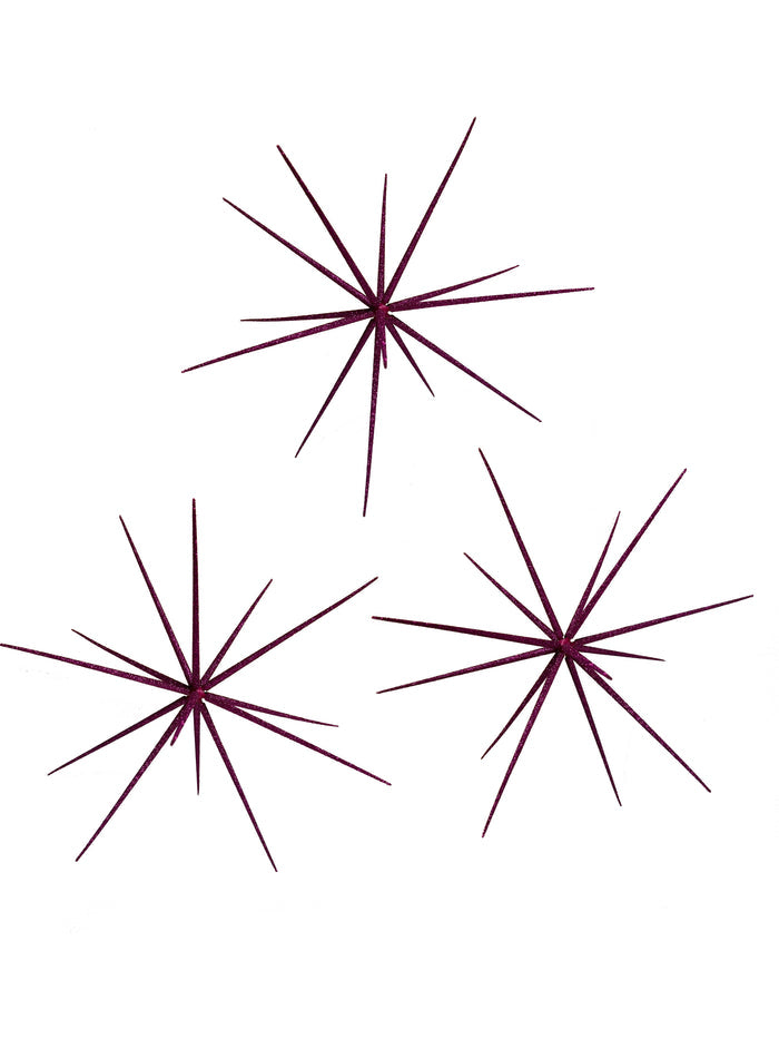 Set of 3 Pink Glittered 15" Starburst