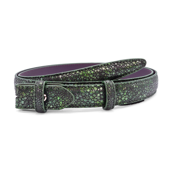 Moss Tone Metallic Mock Stingray Leather Belt Strap - Elliot Rhodes