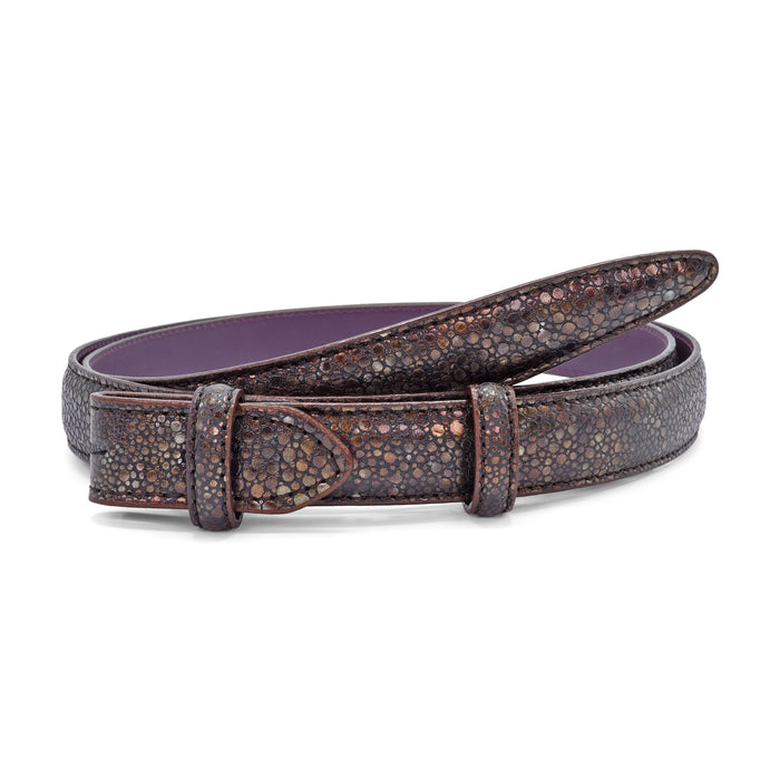 Turquoise Splash Metallic Mock Stingray Leather Belt Strap - Elliot Rhodes