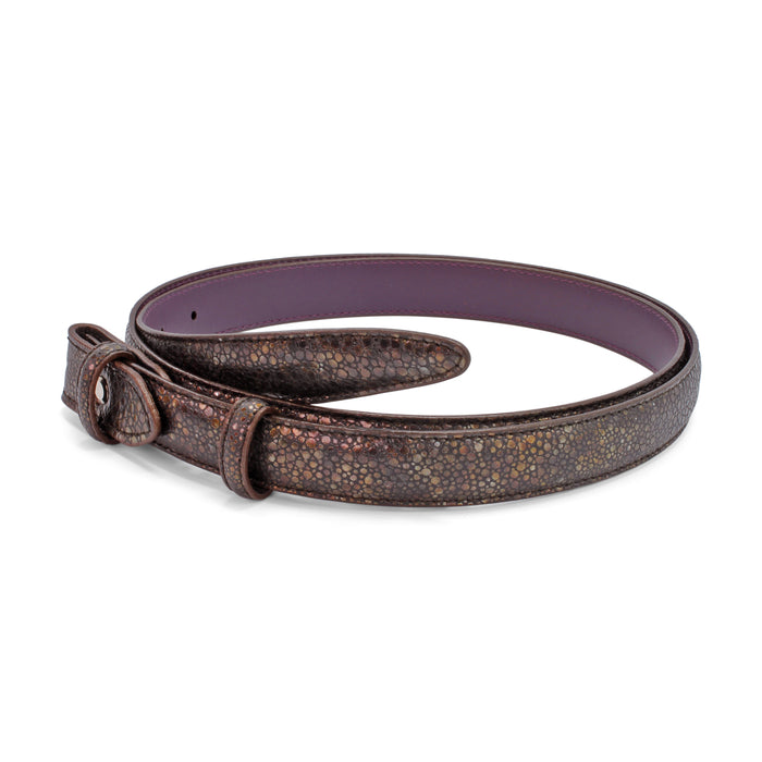 Turquoise Splash Metallic Mock Stingray Leather Belt Strap - Elliot Rhodes