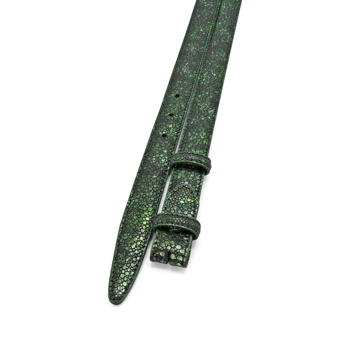 Moss Tone Metallic Mock Stingray Leather Belt Strap - Elliot Rhodes
