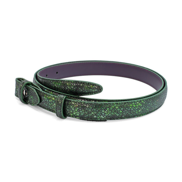Moss Tone Metallic Mock Stingray Leather Belt Strap - Elliot Rhodes