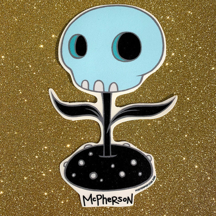 Skull Flower Blue Sticker