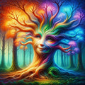 Smiling Tree Bursting with Colors